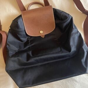 Longchamp Black and Brown Backpack